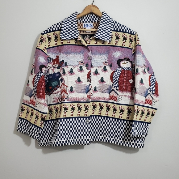 Vintage BFA Classics Winter/Holiday Tapestry Jacket - Picture 1 of 4